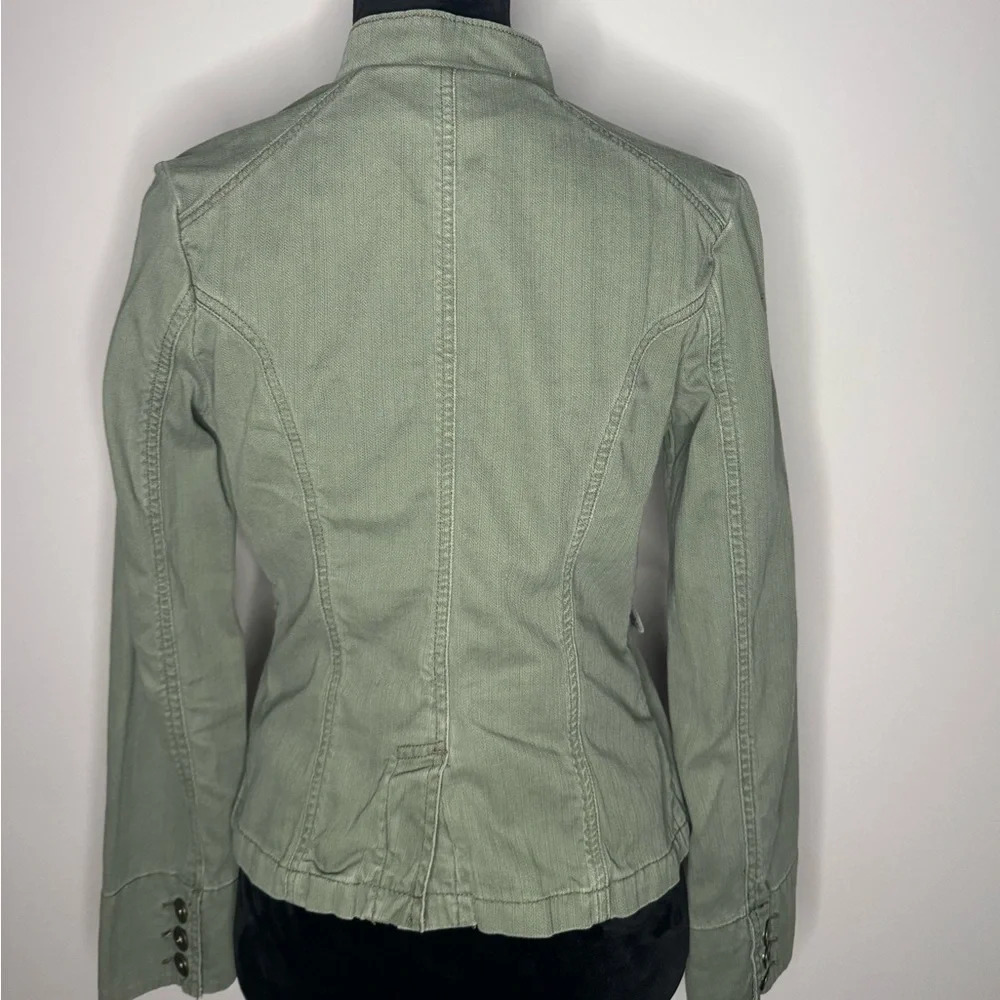 Mossimo Womens Utility Jacket Green Denim Military Button Up Pockets Casual - Picture 7 of 15
